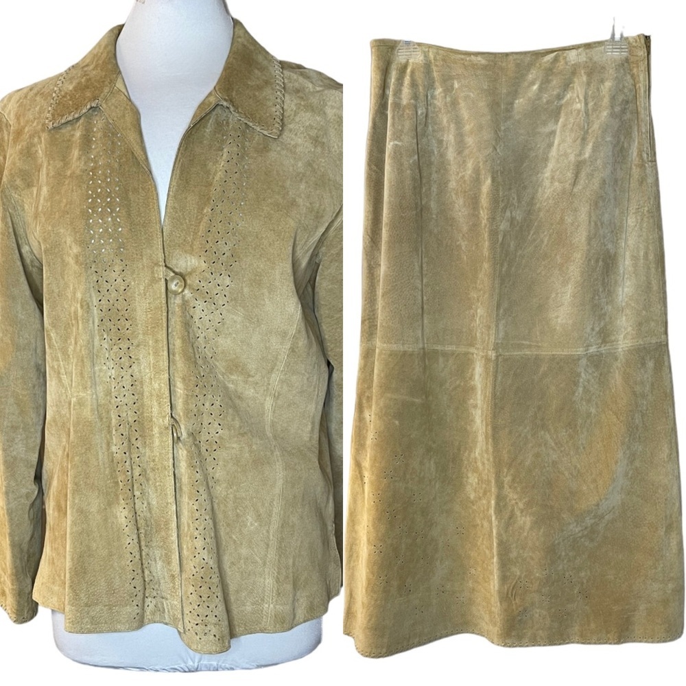 Vintage Marsh Landing 90’s Suede Jacket and Skirt Set - Picture 2 of 13